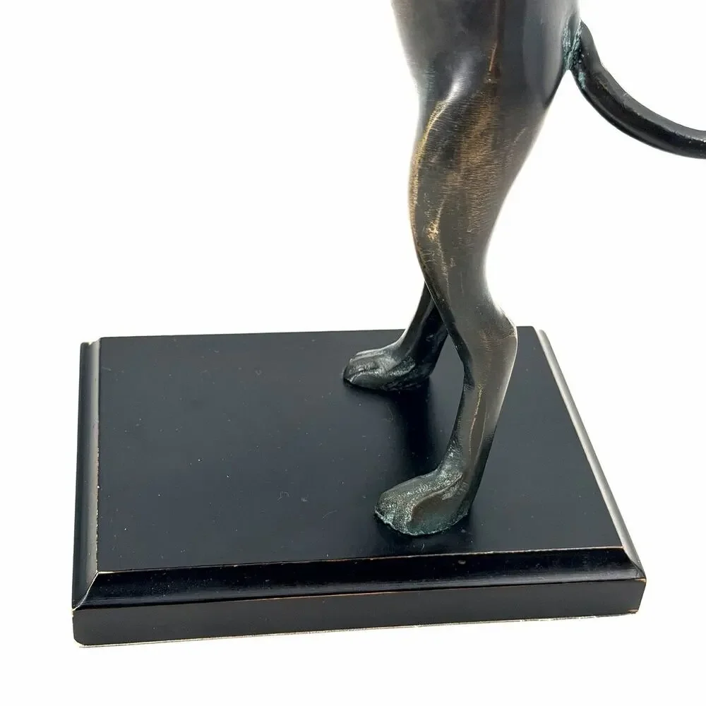 Vintage Cat Butler Bronze Statue Business Card Jewelry Trinket Holder 12